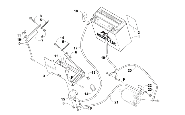 Parts Diagram for Arctic Cat 2010 BEARCAT Z1 XT SNOWMOBILE BATTERY AND TRAY ASSEMBLY