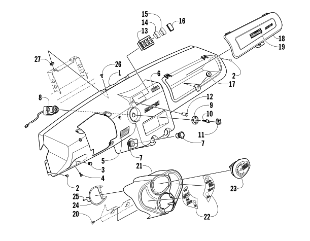 Parts Diagram for Arctic Cat 2010 PROWLER 700 XTX 4X4 ATV DASH ASSEMBLY