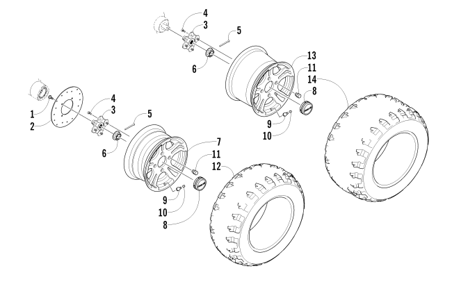 Parts Diagram for Arctic Cat 2012 PROWLER 550 XT ATV WHEEL AND TIRE ASSEMBLY
