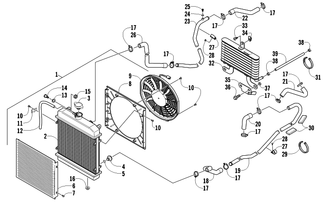 Parts Diagram for Arctic Cat 2010 PROWLER 700 XTX 4X4 ATV COOLING ASSEMBLY