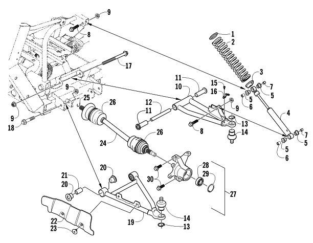 Parts Diagram for Arctic Cat 2010 PROWLER 700 XTX 4X4 ATV FRONT SUSPENSION ASSEMBLY