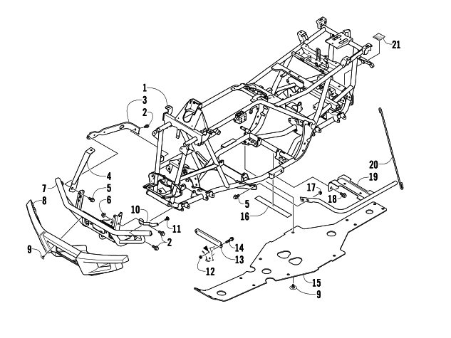 Parts Diagram for Arctic Cat 2011 650 H1 ATV FRAME AND RELATED PARTS