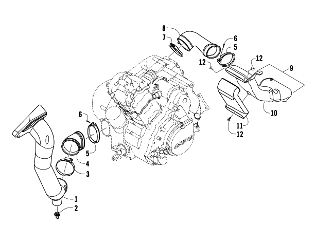 Parts Diagram for Arctic Cat 2012 650 ATV CASE/BELT COOLING ASSEMBLY