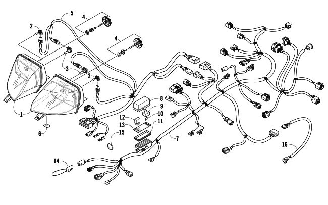 Parts Diagram for Arctic Cat 2010 Z1 1100 EFI LXR SNOWMOBILE HEADLIGHT AND WIRING ASSEMBLIES