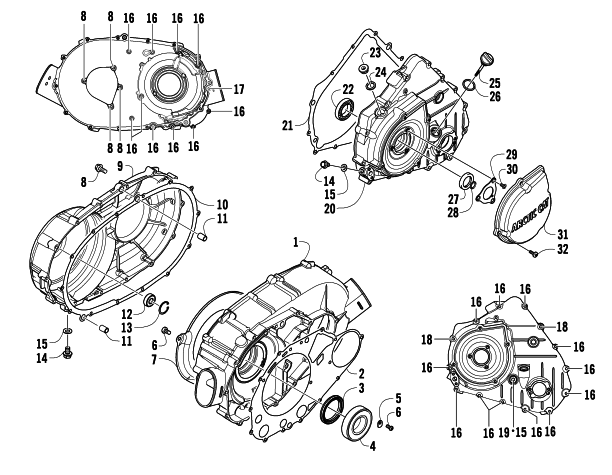 Parts Diagram for Arctic Cat 2012 350 CR ATV CLUTCH/V-BELT/MAGNETO COVER ASSEMBLY
