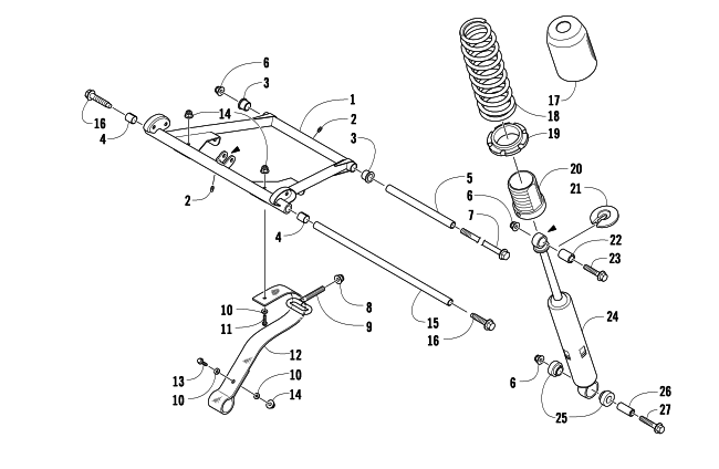 Parts Diagram for Arctic Cat 2011 BEARCAT Z1 XT LTD SNOWMOBILE REAR SUSPENSION FRONT ARM ASSEMBLY