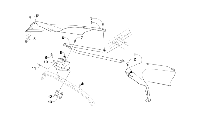 Parts Diagram for Arctic Cat 2010 BEARCAT 570 XT SNOWMOBILE SEAT SUPPORT ASSEMBLY