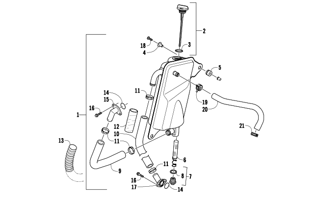 Parts Diagram for Arctic Cat 2013 BEARCAT Z1 XT GS SNOWMOBILE OIL TANK ASSEMBLY