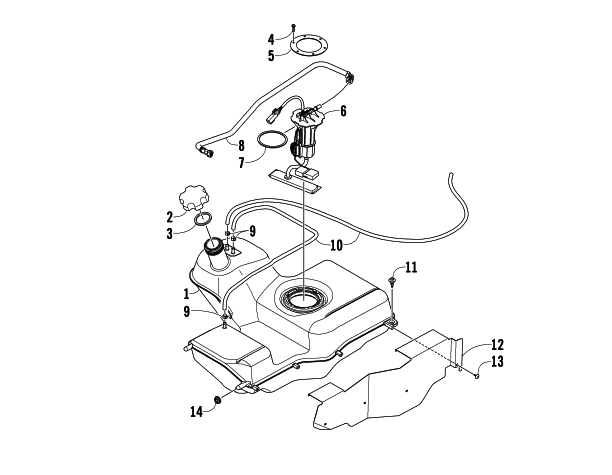 Parts Diagram for Arctic Cat 2011 700s H1 EFI TBX ATV GAS TANK ASSEMBLY