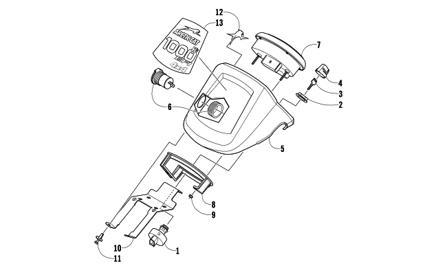 Parts Diagram for Arctic Cat 2010 TRV 1000 ATV INSTRUMENT POD ASSEMBLY