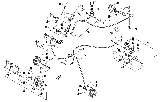 Parts Diagram for Arctic Cat 2010 TRV 1000 ATV HYDRAULIC BRAKE ASSEMBLY