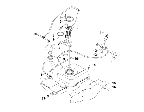 Parts Diagram for Arctic Cat 2010 TRV 1000 ATV GAS TANK ASSEMBLY (VIN: AT205777 and Up)