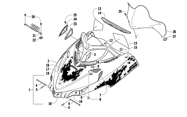 Parts Diagram for Arctic Cat 2010 M8 153 SNO PRO LE SNOWMOBILE HOOD AND WINDSHIELD ASSEMBLY