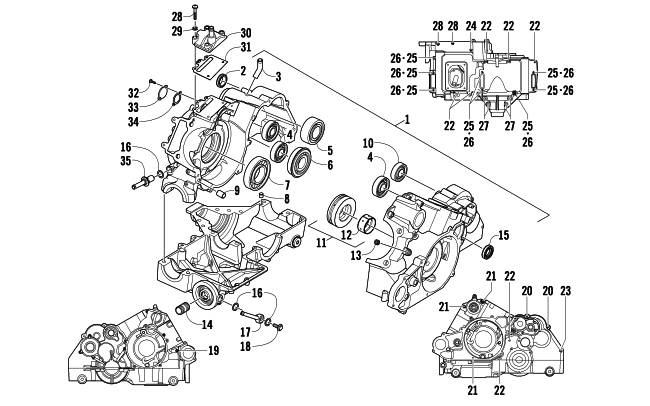 Parts Diagram for Arctic Cat 2010 TRV 1000 CRUISER ATV CRANKCASE ASSEMBLY