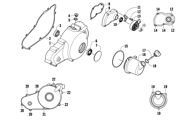 Parts Diagram for Arctic Cat 2010 TRV 1000 CRUISER ATV MAGNETO SIDE ENGINE COVERS