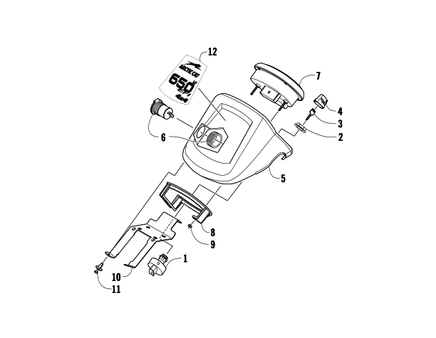 Parts Diagram for Arctic Cat 2010 650 4X4 AUTOMATIC ATV INSTRUMENT POD ASSEMBLY