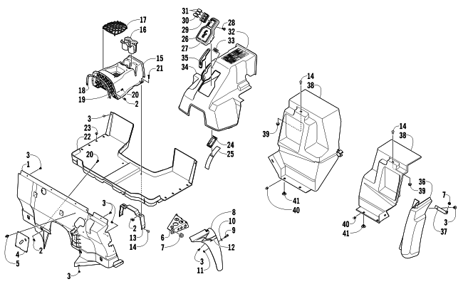 Parts Diagram for Arctic Cat 2010 PROWLER 1000 XTZ 4X4 ATV CONSOLE AND FLOOR PANEL ASSEMBLY