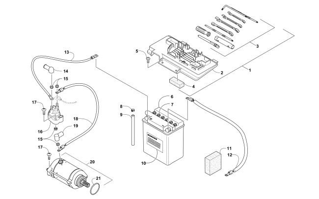 Parts Diagram for Arctic Cat 2010 650 4X4 AUTOMATIC ATV BATTERY AND STARTER ASSEMBLY