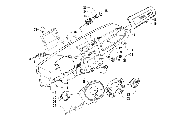 Parts Diagram for Arctic Cat 2010 PROWLER 550 XT 4X4 ATV DASH ASSEMBLY