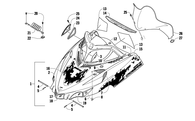 Parts Diagram for Arctic Cat 2010 CF8 LE SNOWMOBILE HOOD AND WINDSHIELD ASSEMBLY