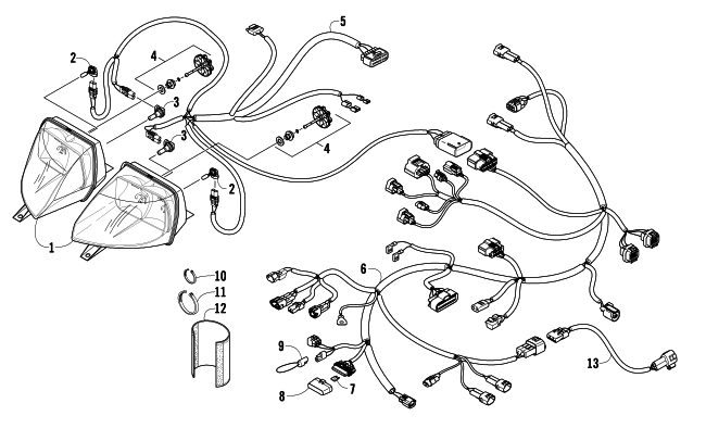 Parts Diagram for Arctic Cat 2010 F8 SNO PRO SNOWMOBILE HEADLIGHT AND WIRING ASSEMBLIES