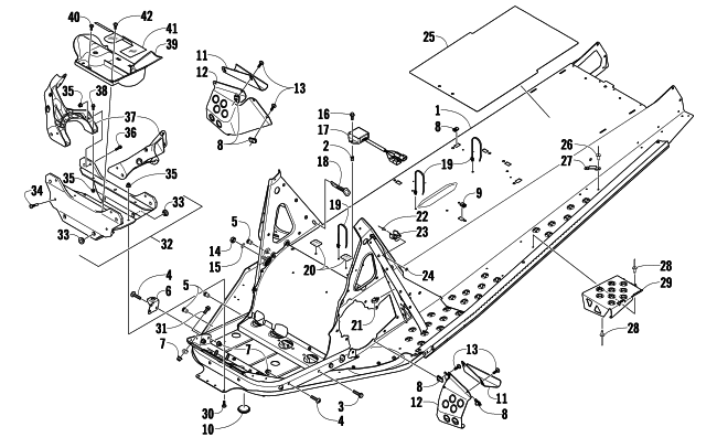 Parts Diagram for Arctic Cat 2012 TZ1 TURBO LXR LTD SNOWMOBILE CHASSIS ASSEMBLY