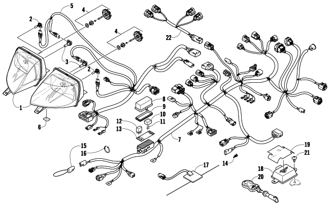 Parts Diagram for Arctic Cat 2010 TZ1 TURBO LXR LE SNOWMOBILE HEADLIGHT AND WIRING ASSEMBLIES