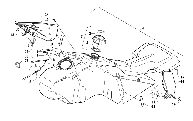 Parts Diagram for Arctic Cat 2010 Z1 TURBO LXR SNOWMOBILE GAS TANK ASSEMBLY