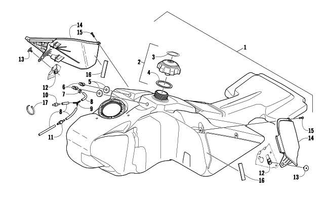 Parts Diagram for Arctic Cat 2010 TZ1 TURBO LXR LE SNOWMOBILE GAS TANK ASSEMBLY