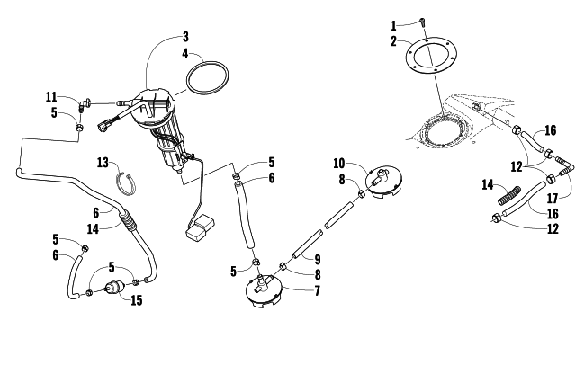 Parts Diagram for Arctic Cat 2010 TZ1 TURBO LXR SNOWMOBILE FUEL PUMP ASSEMBLY