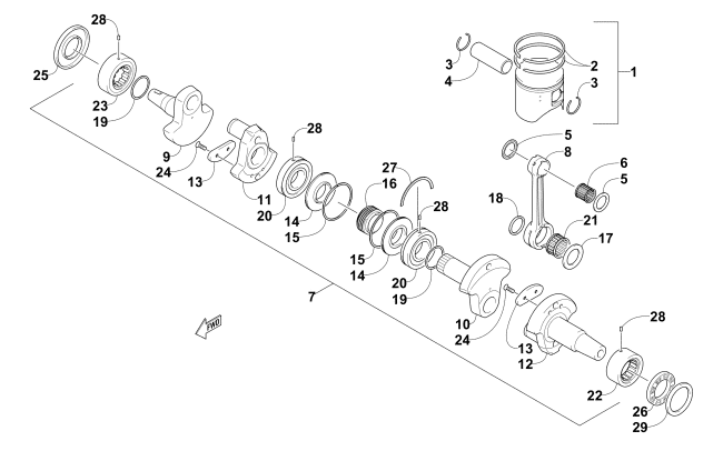 Parts Diagram for Arctic Cat 2016 M 8000 LTD 153 ES SNOWMOBILE PISTON AND CRANKSHAFT
