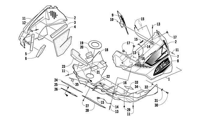 Parts Diagram for Arctic Cat 2010 ARCTIC CAT 500 SNO PRO SNOWMOBILE BELLY PAN ASSEMBLY