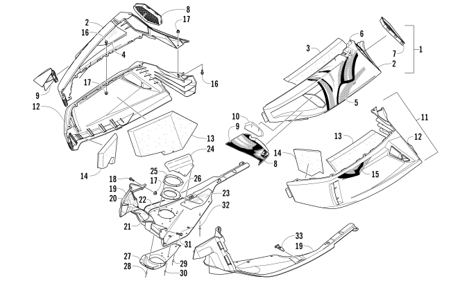 Parts Diagram for Arctic Cat 2010 Z1 TURBO SNO PRO SNOWMOBILE SKID PLATE AND SIDE PANEL ASSEMBLY