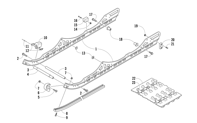 Parts Diagram for Arctic Cat 2010 F570 SNOWMOBILE SLIDE RAIL AND TRACK ASSEMBLY