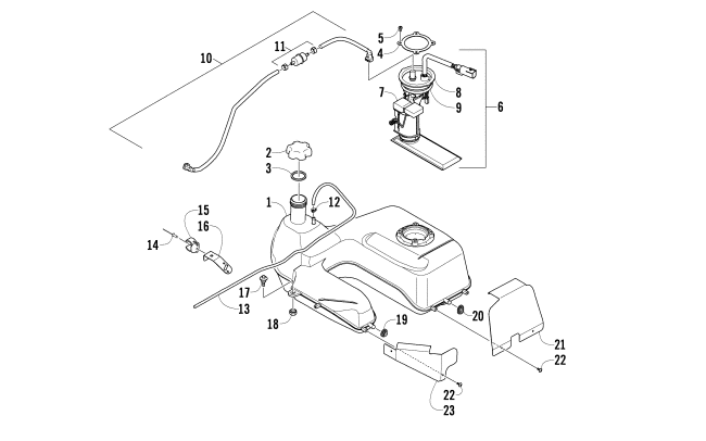 Parts Diagram for Arctic Cat 2010 700 H1 EFI 4X4 AUTOMATIC MUD PRO ATV GAS TANK ASSEMBLY (UP TO VIN: 4UF10ATV3AT202941 AND VIN: 4UF10ATV7AT203026 TO 4UF10ATV3AT203037)