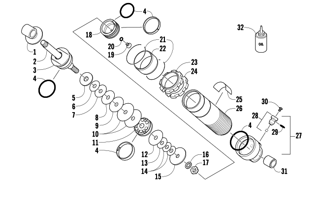 Parts Diagram for Arctic Cat 2010 ARCTIC CAT 500 SNO PRO SNOWMOBILE REAR SUSPENSION FRONT ARM SHOCK ABSORBER