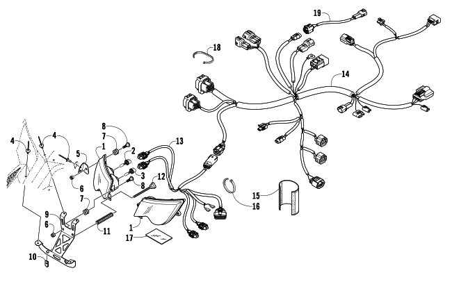 Parts Diagram for Arctic Cat 2010 ARCTIC CAT 500 SNO PRO SNOWMOBILE HEADLIGHT AND WIRING ASSEMBLY