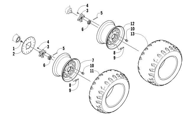 Parts Diagram for Arctic Cat 2010 PROWLER 550 XT 4X4 ATV WHEEL AND TIRE ASSEMBLY