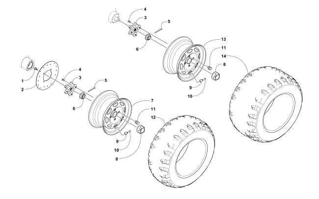 Parts Diagram for Arctic Cat 2014 PROWLER 500 HDX ATV WHEEL AND TIRE ASSEMBLY