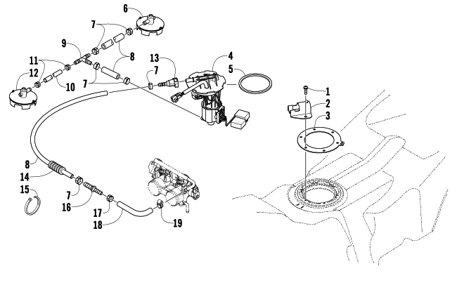 Parts Diagram for Arctic Cat 2010 ARCTIC CAT 500 SNO PRO SNOWMOBILE FUEL PUMP ASSEMBLY