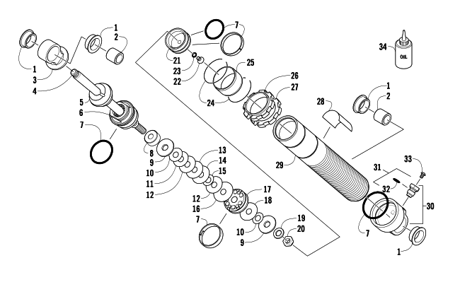 Parts Diagram for Arctic Cat 2010 Z1 TURBO EXT SNOWMOBILE FRONT SUSPENSION SHOCK ABSORBER