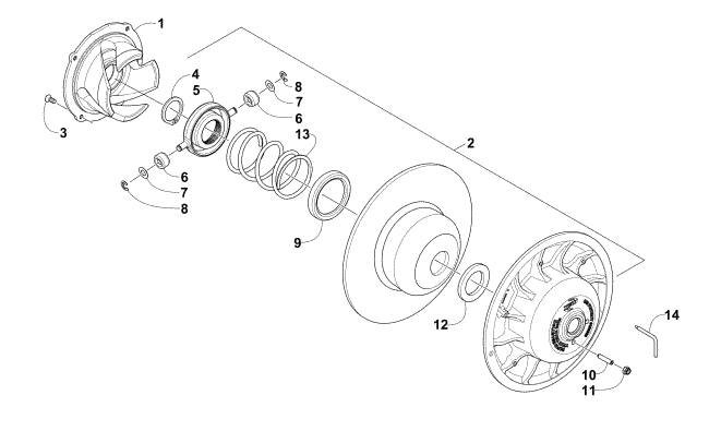 Parts Diagram for Arctic Cat 2011 ARCTIC CAT SNO PRO 500 SNOWMOBILE DRIVEN CLUTCH
