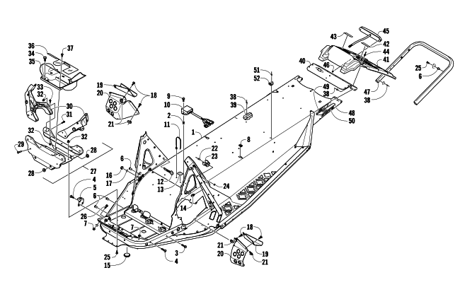 Parts Diagram for Arctic Cat 2010 Z1 TURBO EXT SNO PRO SNOWMOBILE CHASSIS, REAR BUMPER, AND SNOWFLAP ASSEMBLY