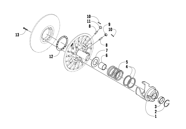 Parts Diagram for Arctic Cat 2011 Z1 TURBO EXT SNOWMOBILE DRIVEN CLUTCH