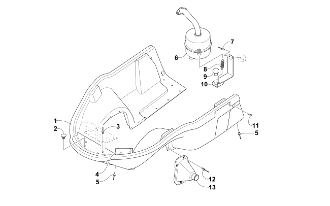 Parts Diagram for Arctic Cat 2013 AC SNO PRO 120 SNOWMOBILE BELLY PAN AND EXHAUST ASSEMBLIES