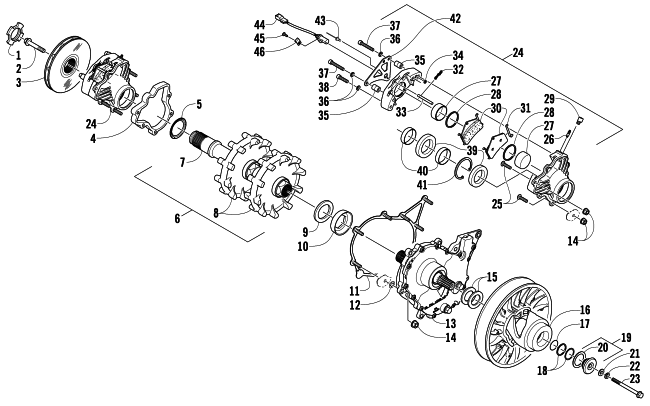 Parts Diagram for Arctic Cat 2010 CFR8 LE SNOWMOBILE DRIVE TRAIN SHAFT AND BRAKE ASSEMBLIES