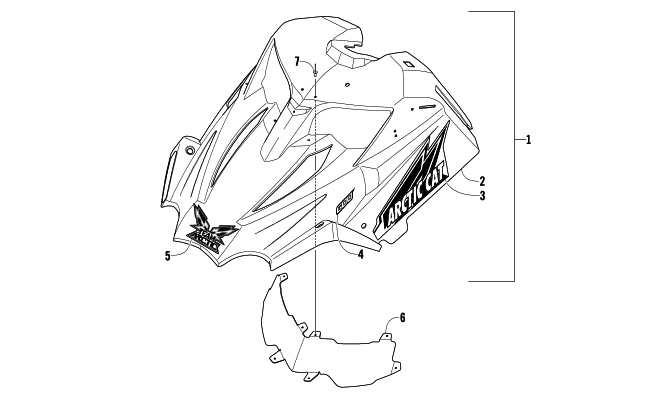 Parts Diagram for Arctic Cat 2010 600 SNO PRO SNOWMOBILE HOOD ASSEMBLY (MODIFIED RACE SLED)