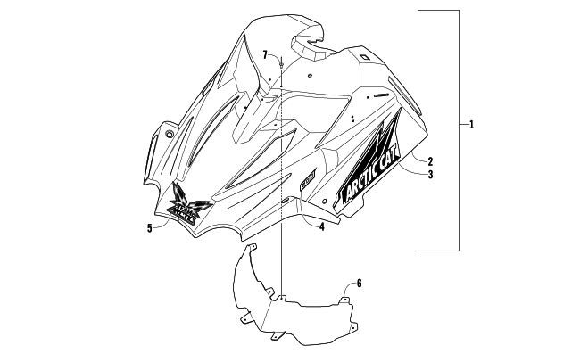 Parts Diagram for Arctic Cat 2010 600 SNO PRO CROSS COUNTRY SNOWMOBILE HOOD ASSEMBLY (MODIFIED RACE SLED)