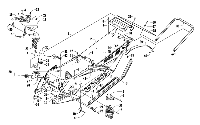 Parts Diagram for Arctic Cat 2010 600 SNO PRO SNOWMOBILE CHASSIS, REAR BUMPER, AND SNOWFLAP ASSEMBLY