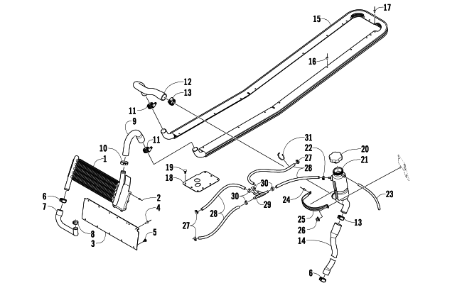 Parts Diagram for Arctic Cat 2010 600 SNO PRO SNOWMOBILE COOLING ASSEMBLY